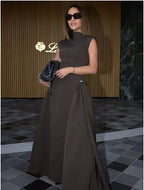 Camille Vintage Brown Maxi Dress