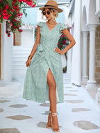 Lillian Ruffle Wrap Midi Dress