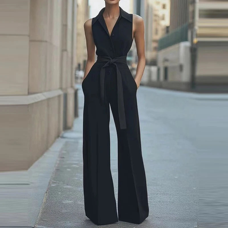 Celeste Button-Waist Utility Jumpsuit