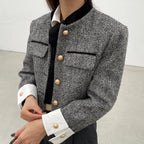 Cropped Textured Button Jacket