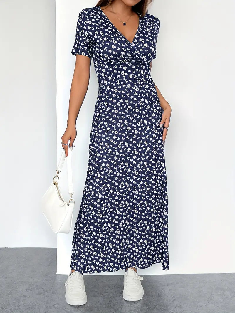 Isla Floral Ruched Midi Dress