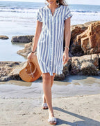 Louisa Elegant Striped Day Dress