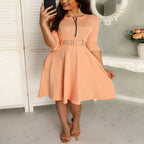 Lucie Belted Zip-Neck Dress