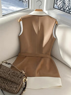 Clara Contrast Belted Vest Blazer