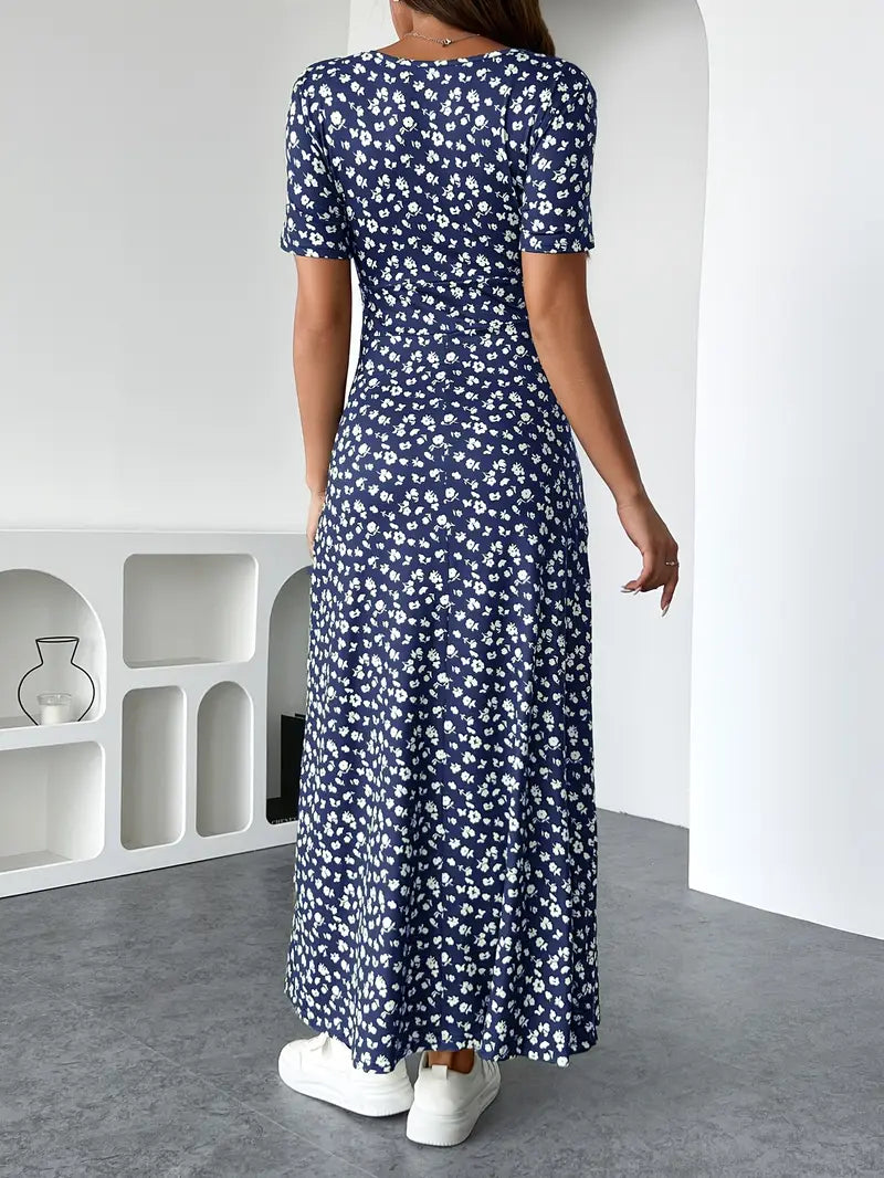 Isla Floral Ruched Midi Dress