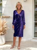 Celeste velvet and sequin wrap dress — Blue view 1
