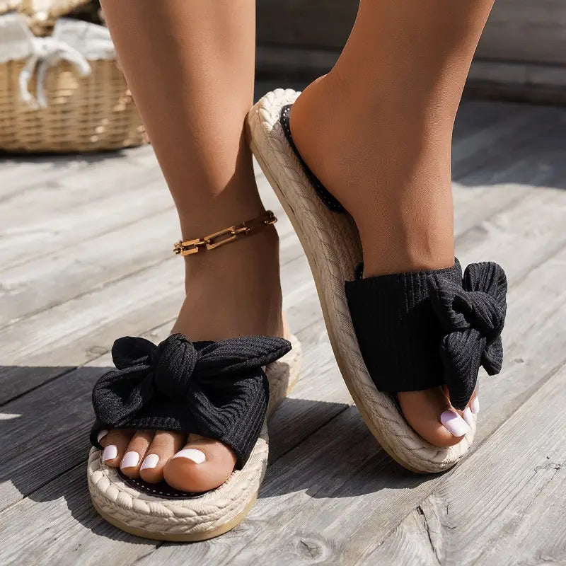 Lucia Light Bow Espadrille Slides