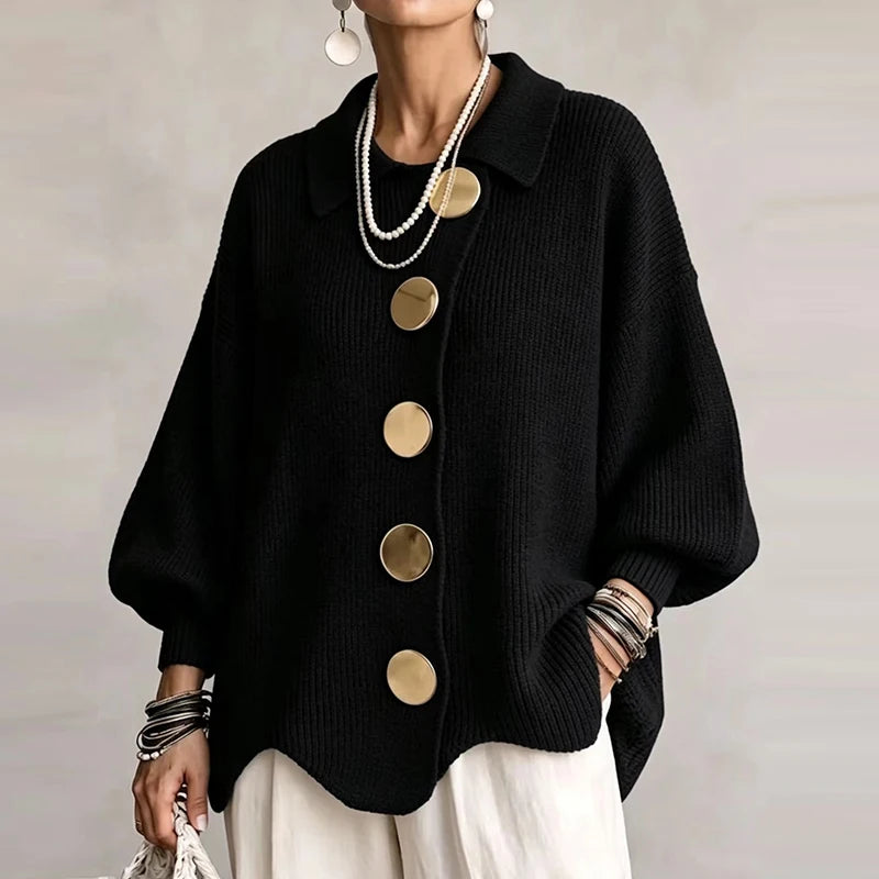 Karina collared cardigan in Black