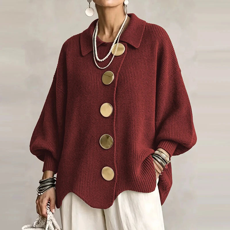 Karina collared cardigan in Burgundy
