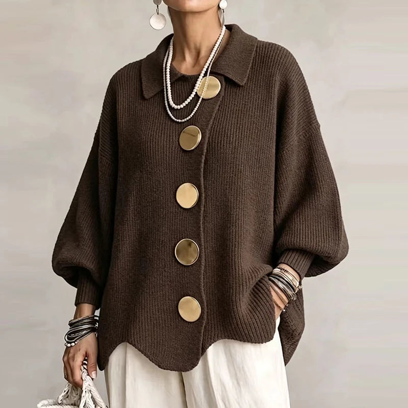 Karina collared cardigan in Chocolate