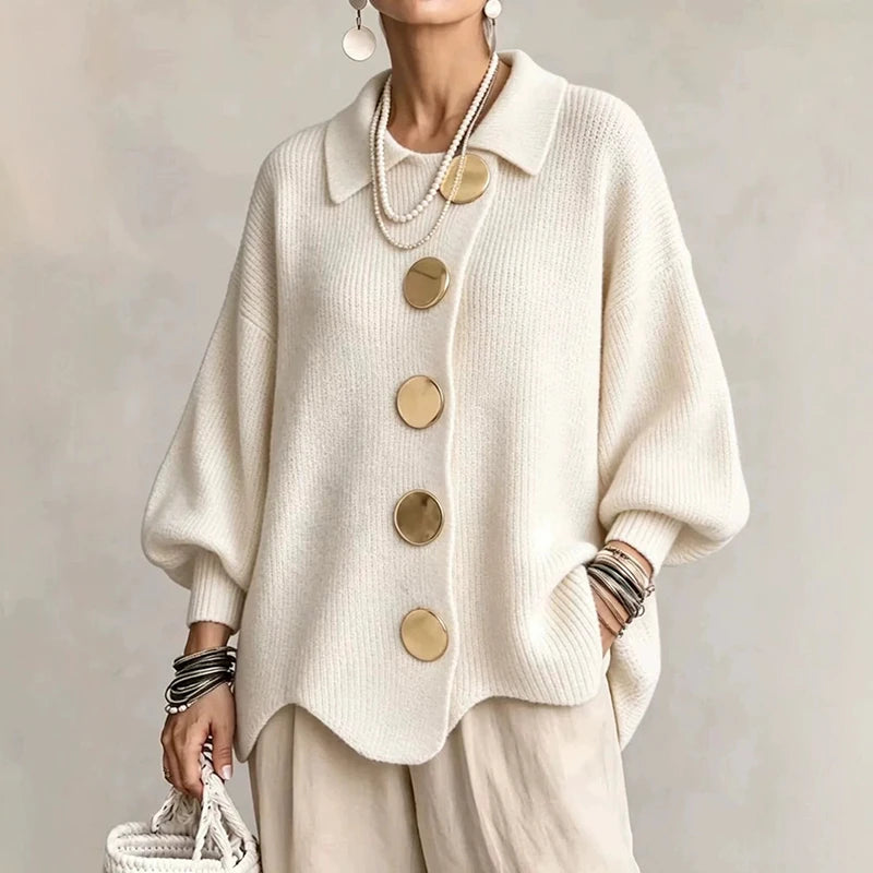Karina collared cardigan in Cream