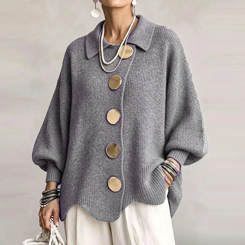Karina collared cardigan in Grey
