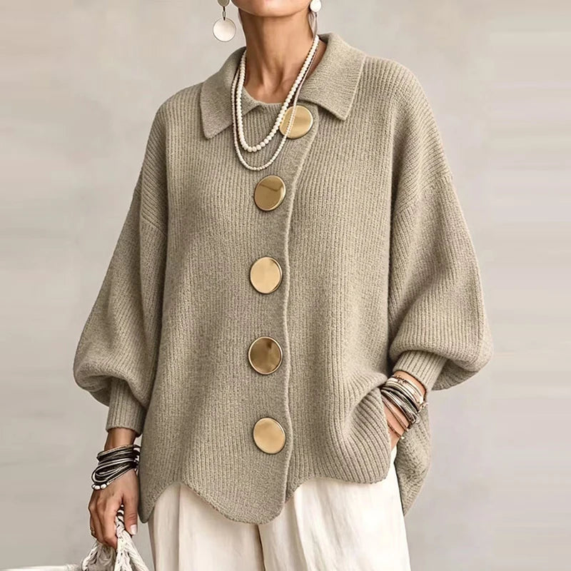 Karina collared cardigan in Taupe