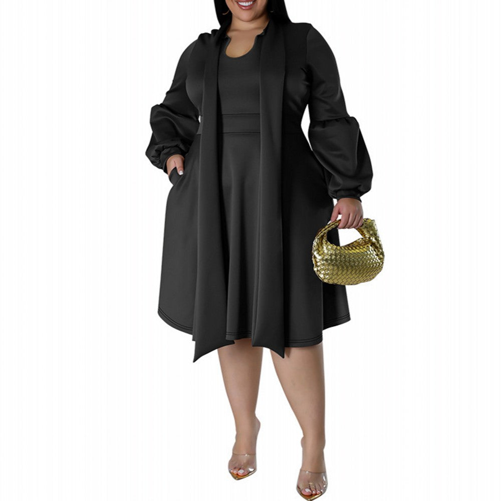 Odette Pleated Midi Dress — Black