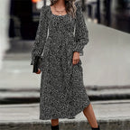 Florence black and white printed midi dress