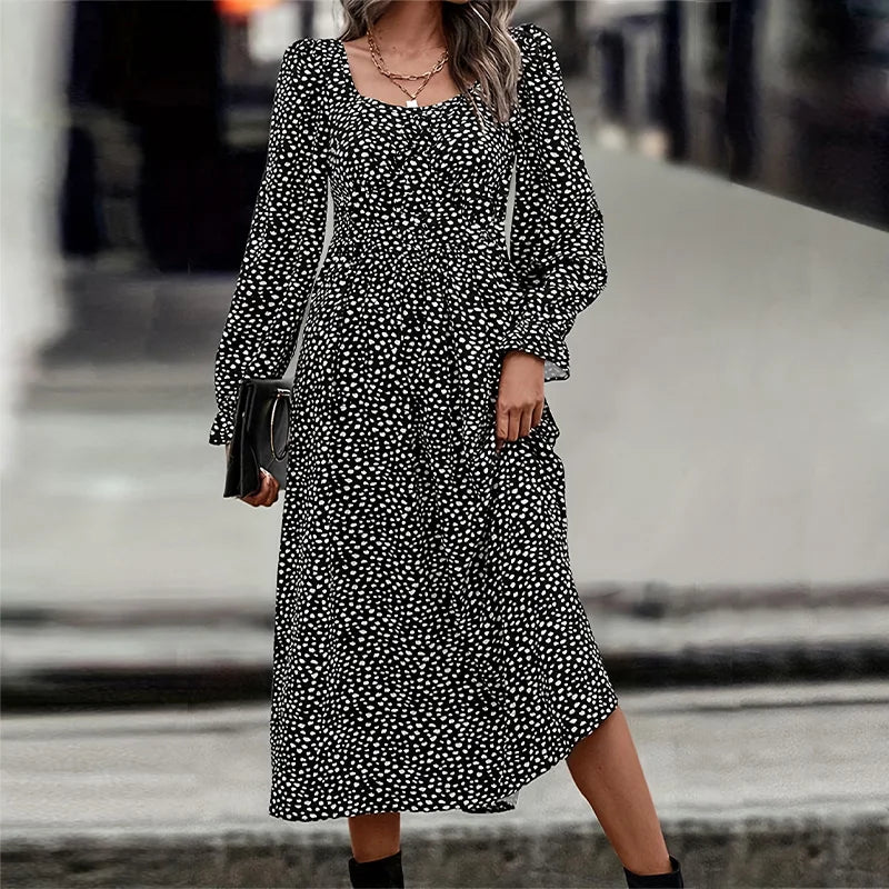 Florence black and white printed midi dress